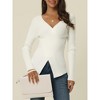 Seta T Women's V Neck Wrap Long Sleeve Criss Cross Casual Pullover Sweater - 2 of 4