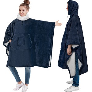 PAVILIA Wearable Blanket Women Men, Oversized Hoodie Sweatshirt Sweater Neck Warmer, Fleece Soft Hug Sleep Pod - 1 of 4