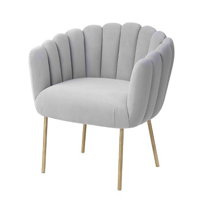 UNISOAR Modern Velvet Upholstered Feather Side Chair with Brushed Gold Leg