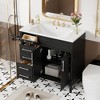 FAMYYT 36 in. Single Sink Freestanding Black Bath Vanity with White Resin Top, Adjustable Shelf, Solid Wood Frame - 4 of 4