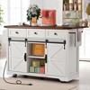 53.7" Farmhouse Kitchen Island with Drop Leaf,Storage Cabinet,3 Drawers, Adjustable Shelves,Kitchen and Dining Cabinets - 2 of 4