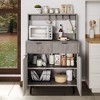 Garvee Sideboard Buffet Cabinet, Farmhouse Fluted Coffee Bar Cabinet with 2 Drawers, 4 Hooks and Adjustable Shelves for Kitchen, Dining Room - 3 of 4