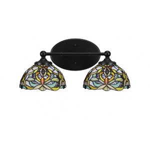 Toltec Lighting Capri 2 - Light Vanity in  Matte Black with 7" Kaleidoscope Art Glass Shade - 1 of 2