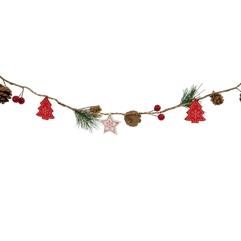 Northlight Pre-Lit B/O Tree, Star, and Pinecone Christmas Garland - 6.5' - Warm White LED Lights, 5 of 9
