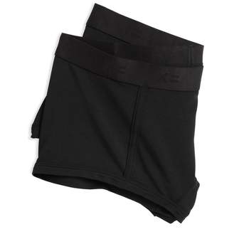 TomboyX First Line Period Leakproof Boy Shorts Underwear, Cotton Stretch  Comfort (3XS-6X) X= Black XX Small