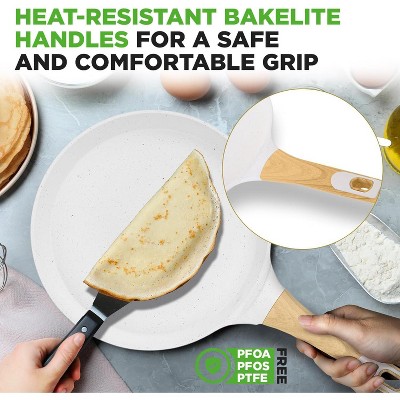 NutriChef 9.45” Non-Stick Crepe Pan with Wooden Spreader - Thumbnail 4