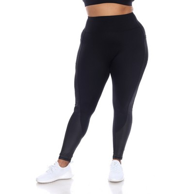 Plus Size High-Waist Mesh Fitness Leggings - White Mark