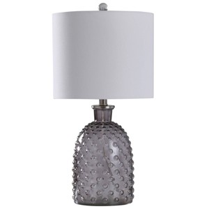 Smoke Glass Blistered Glass Table Lamp - StyleCraft: Linen Shade, UL Listed, 3-Way Rotary Switch - 1 of 4