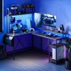 Whizmax L Shaped Computer Gaming Desk with LED Lights & Power Outlets, 67" Reversible Large L-Shaped Desk with Monitor Stand & Storage Shelves - 3 of 4