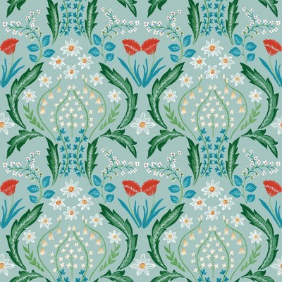 Tempaper Scandi Floral Peel and Stick Wallpaper Teal