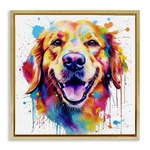 Stupell Industries Happy Dog Paint Drip, 25" x 25" - 1 of 4