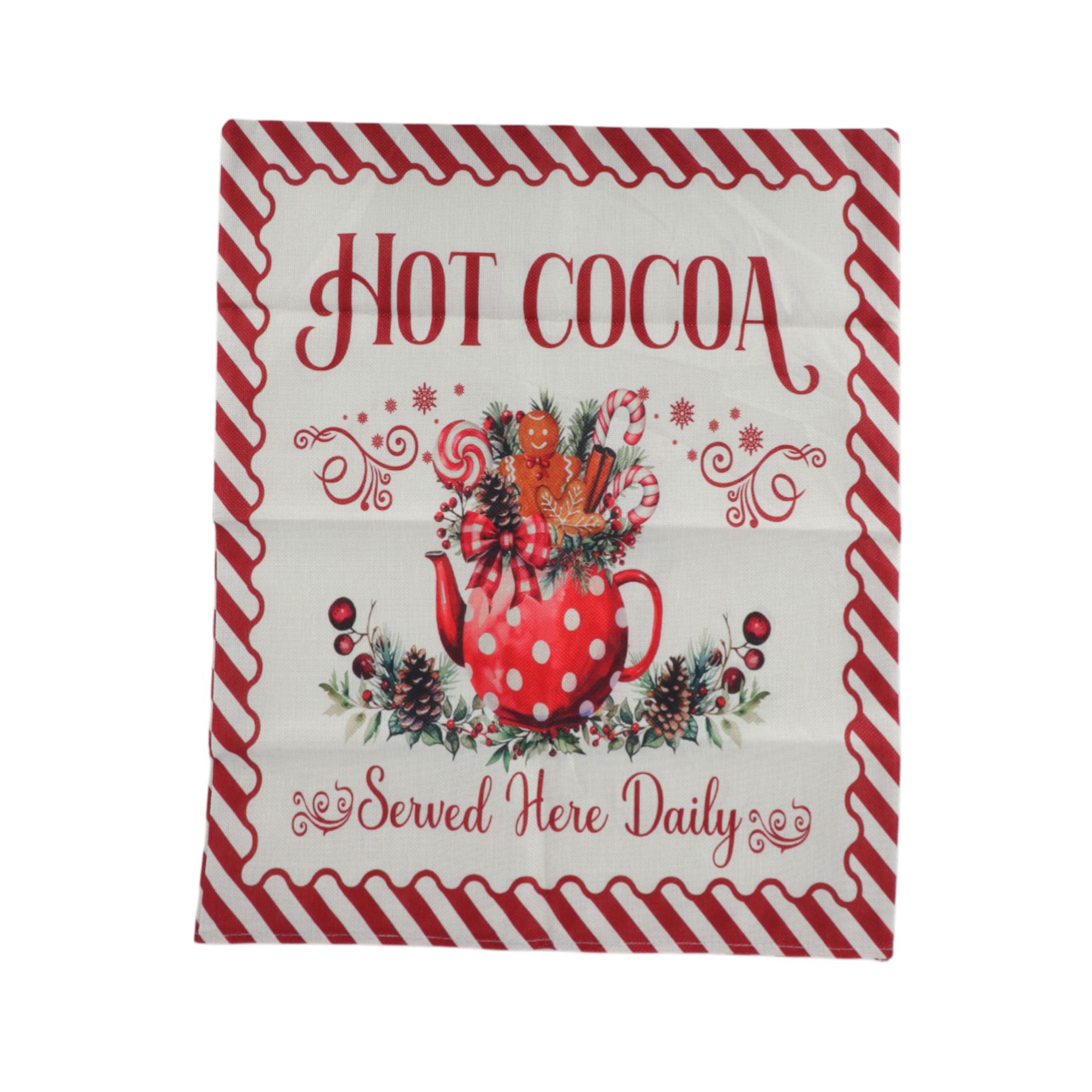 Unique Bargains Dining Chair Slipcovers Linen White Red 22.83"x19.29" 1 Pc Candy Pot