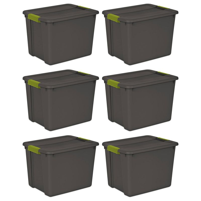Sterilite Rectangular Plastic Latching Tote Storage Container with Indexed Lid and Green Molded Handles for Home Organization, 1 of 9