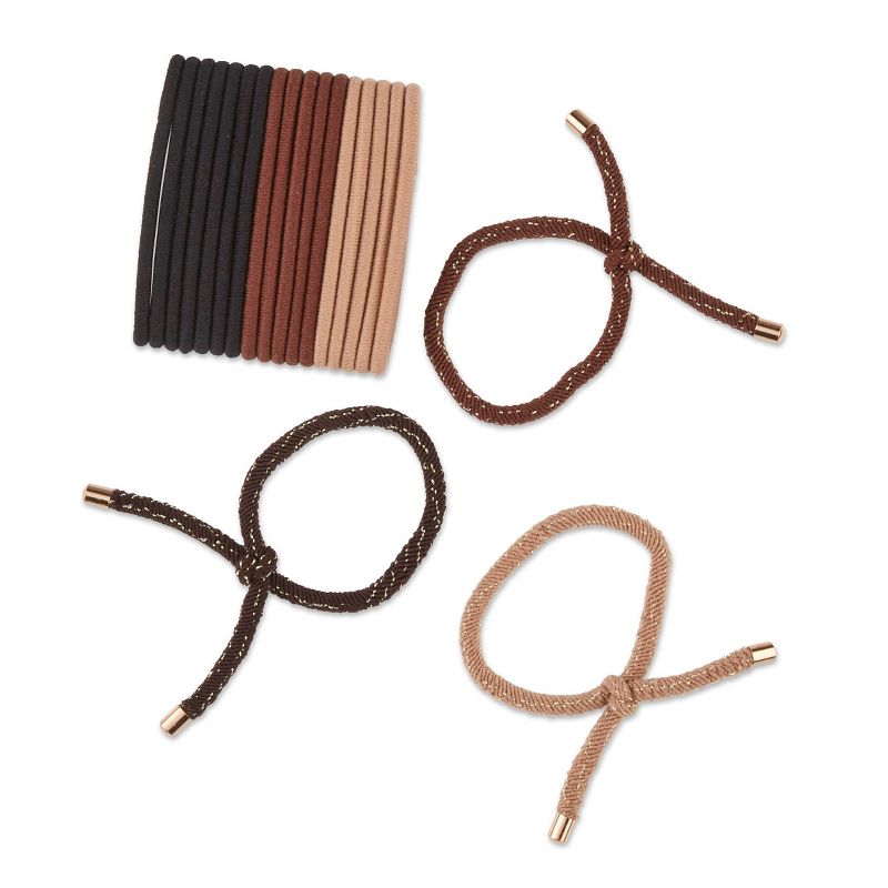 sc&#252;nci No Damage Regular and Knotted Elastic Hair Ties - Neutral - All Hair - 20pcs, 4 of 6