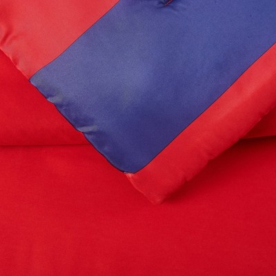Twin Red and Blue Reversible Microfiber Comforter Set