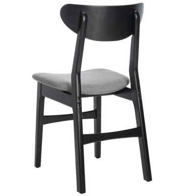 Lucca Black Wood Side Chair with Grey Cushion