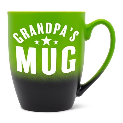 Elanze Designs Father's Day Appreciation Coffee Cup Mug 12 Ounce Ceramic With Ombre Gradient Grandpa's Mug Green and Black