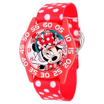 Girls' Disney Minnie Mouse Face Plastic Watch - Red