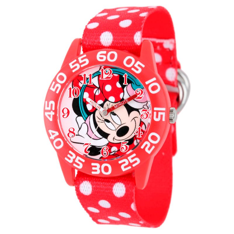Girls&#39; Disney Minnie Mouse Face Plastic Watch - Red, 1 of 7