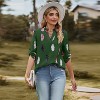 Women'Summer Fall 3/4 Roll-Up Long Sleeve  Print Shirt V Neck Casual Loose Fit Top Blouse - 3 of 4