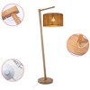 64" Handwoven Hemp Rope Floor Lamp with Solid Wood Base, Boho Style Standing Lamp for Bedroom, Living Room & Reading Corner - 2 of 4