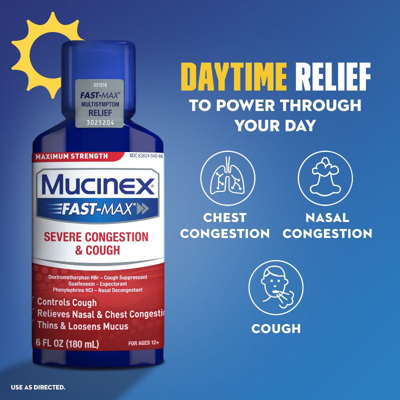 Mucinex Max Strength Congestion, Cough, Cold &#38; Flu Medicine - Day &#38; Night - Liquid - 6 fl oz/2ct, 5 of 11