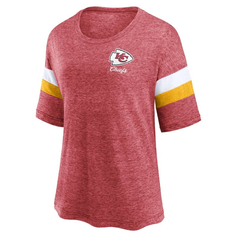 NFL Kansas City Chiefs Women&#39;s Weak Side Blitz Marled Left Chest Short Sleeve T-Shirt, 2 of 4