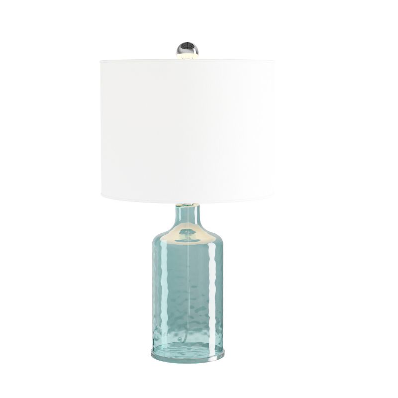 Hastings Home Blue Glass Open Base Table Lamp With LED Bulb and Modern Shade for Coastal, Nautical, and Rustic Cottage Styles, 3 of 9