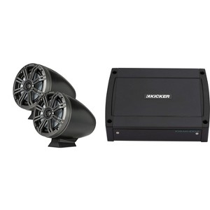 Kicker 46KMFC65 6.5" Black Loaded Marine Wake Tower Enclosures & 400 Watt Marine Amp with Flat-Mounting - 1 of 4