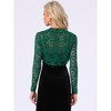 Allegra K Women's Floral Lace Ruffle Long Sleeve Open Front Cropped Cardigan - 3 of 4