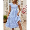 Clearlove Women's Summer Casual Dresses Cap Ruffle Sleeve V Neck Button Belted Boho Maxi Dress - 2 of 4