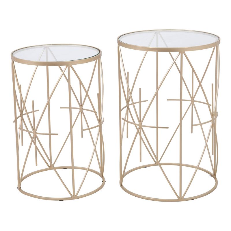 Set of 2 Heritage Side Tables Clear/Gold - ZM Home, 1 of 11