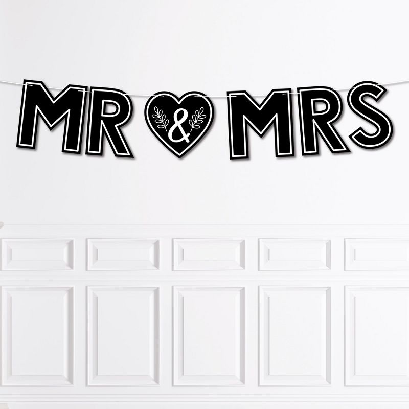 Big Dot of Happiness Mr. and Mrs. - Large Black and White Wedding or Bridal Shower Decorations - Mr & Mrs - Outdoor Letter Banner, 1 of 8