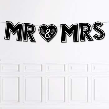Big Dot of Happiness Mr. and Mrs. - Large Black and White Wedding or Bridal Shower Decorations - Mr & Mrs - Outdoor Letter Banner