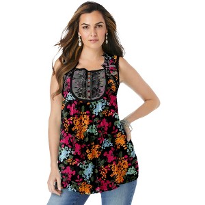 Roaman's Women's Plus Size Angel Chiffon Blouse - 1 of 4