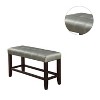 Simple Relax Faux Leather and Wood Counter Height Bench in Silver - 3 of 4