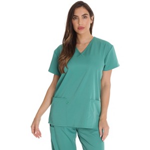 Just Love Solid Stretch Scrub Top for Women Mock Wrap Nursing Shirt. - 1 of 3
