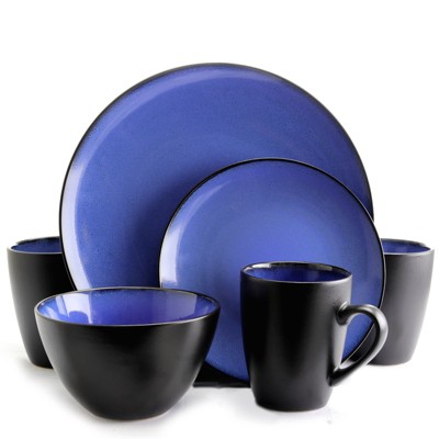 Gibson Soho Lounge Round 16 Piece Dinnerware Set, Blue