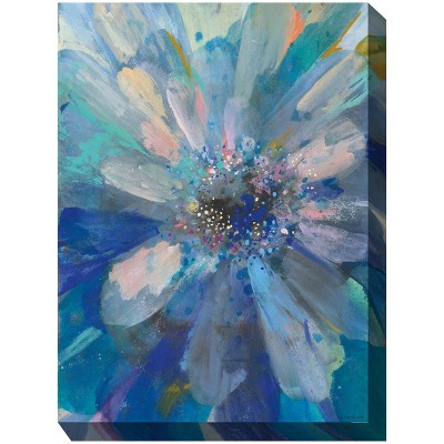 Cottage Garden West of The Wind Flash Point Blue 40 x 30 Inch Waterproof Gallery Wrapped Canvas, Outdoor Garden, Yard, Patio All Weather Hanging