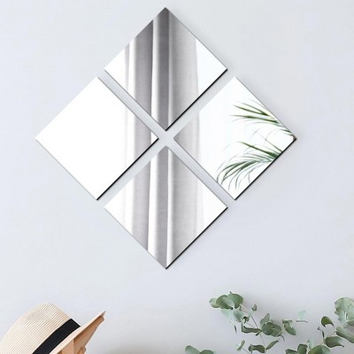Evideco French Home Goods Set of 4 Small Self-Adhesive Decorative Mirrors – Available in 8 Unique Shapes