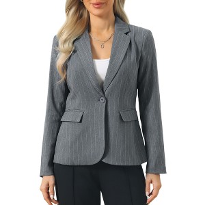 INSPIRE CHIC Women's Pinstripe Notched Lapel One-Button Office Workwear ...