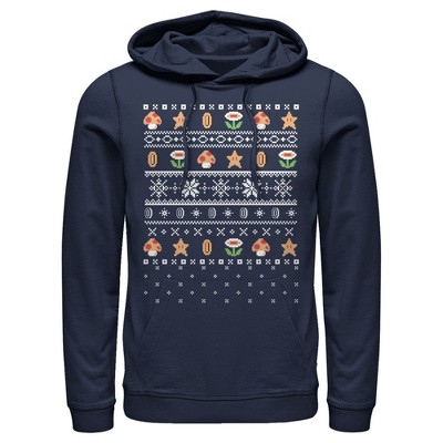 Men's Nintendo Ugly Christmas Mario Points Pull Over Hoodie
