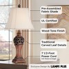 Regency Hill Exeter Traditional Table Lamps 30" Tall Set of 2 Bronze Wood Carved Leaf Cream Rectangular Bell Shade for Bedroom Living Room Bedside - 3 of 4