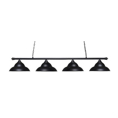 Toltec Lighting Oxford 4 - Light Island Pendant Light in  Matte Black with 16" Matte Black Double Bubble Metal Shade Shade