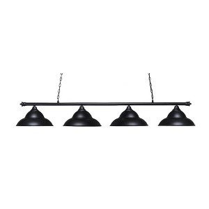 Toltec Lighting Oxford 4 - Light Island Pendant Light in  Matte Black with 16" Matte Black Double Bubble Metal Shade Shade - 1 of 1