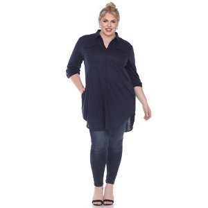 Plus Size Stretchy Tunic -White Mark - 1 of 4