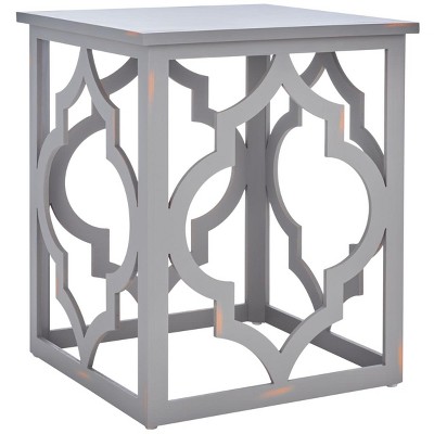 Milo Taupe Wood and Metal Rectangular End Table