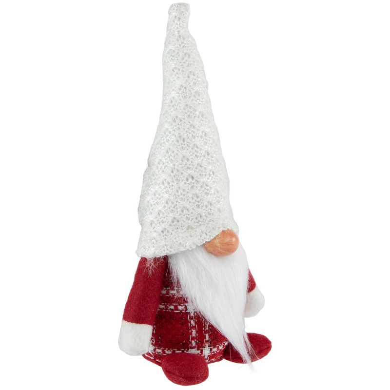 Northlight 9.5" Red and White Plaid Boy Gnome Christmas Decoration, 3 of 6