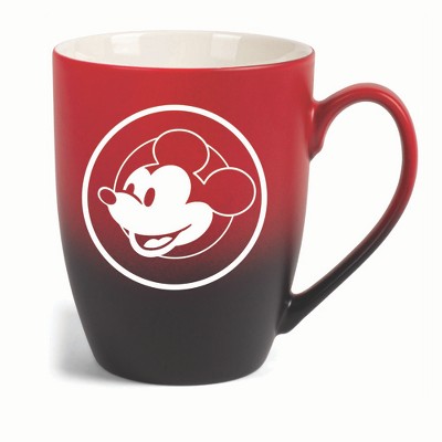 Elanze Designs Steamboat Willie Face Two Toned Ombre Matte 10 ounce New Bone China Coffee Tea Cup Mug, Red and Black
