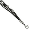 Chisel Stainless Steel Polished Beaded Multi-Strand Black Leather 7.5" Bracelet with .75" Extension - 2 of 4